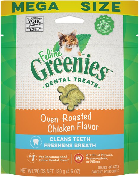 Greenies Feline Oven Roasted Chicken Flavor Adult Dental Cat Treats, 4.6-oz bag slide 1 of 9