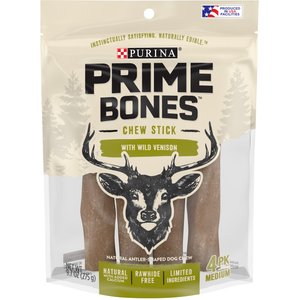 Purina Prime Bones Limited Ingredient Chew Stick With Wild Venison Medium Dog Treats, 4 count