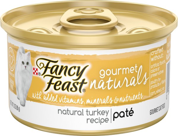 Fancy Feast Gourmet Naturals Turkey Recipe Pate Canned Cat Food, 3-oz can, case of 12 slide 1 of 10