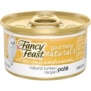 Fancy Feast Gourmet Naturals Turkey Recipe Pate Canned Cat Food, 3-oz can, case of 12