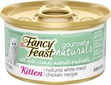 Fancy Feast Gourmet Naturals White Meat Chicken Recipe Grain-Free Pate Kitten Canned Cat Food, 3-oz can, ca...