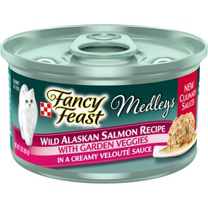Fancy Feast Medleys Wild Alaskan Salmon Recipe with Garden Veggies in Sauce Canned Cat Food, 3-oz can, case of 24