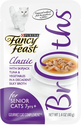 Fancy Feast Senior Classic with Skipjack Tuna & Vegetables in Broth Cat Food Complement & Topper, 1.4-oz pouch, case of 16, slide 1 of 1