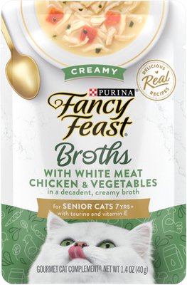 Fancy Feast Senior Creamy With Chicken & Vegetables in Broth Cat Food Complement & Topper, 1.4-oz pouch, case of 16, slide 1 of 1