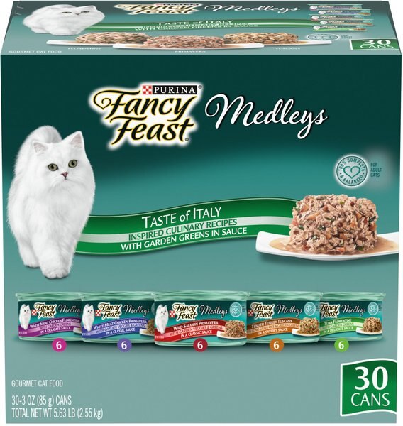 Fancy Feast Medleys Taste of Italy with Garden Greens in Sauce Variety Pack Canned Cat Food, 3-oz can, case of 30 slide 1 of 10