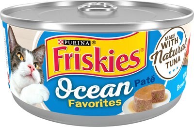 Friskies Ocean Favorites Tuna, Brown Rice & Peas Pate Wet Cat Food, 5.5-oz can, case of 24, slide 1 of 1