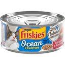 Friskies Ocean Favorites Meaty Bits Salmon, Shrimp & Brown Rice Wet Cat Food, 5.5-oz can, case of 24