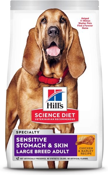 Hill's Science Diet Adult Sensitive Stomach & Skin Large Breed Chicken & Barley Recipe Dry Dog Food, 30-lb bag slide 1 of 9