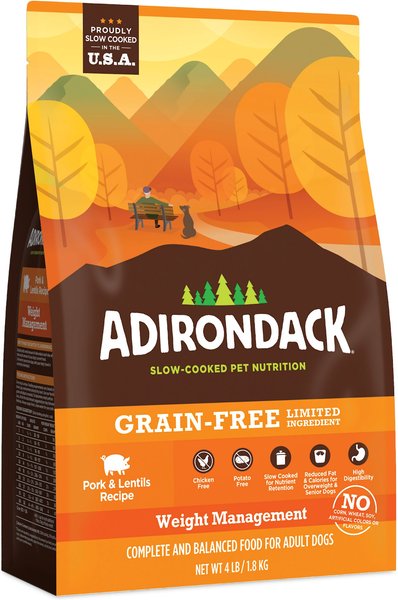 Adirondack Limited Ingredient Pork & Lentils Recipe Weight Management Grain-Free Dry Dog Food, 12-lb bag slide 1 of 3