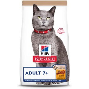 Hill's Science Diet Adult 7+ Chicken & Brown Rice Recipe Dry Cat Food, 7-lb bag