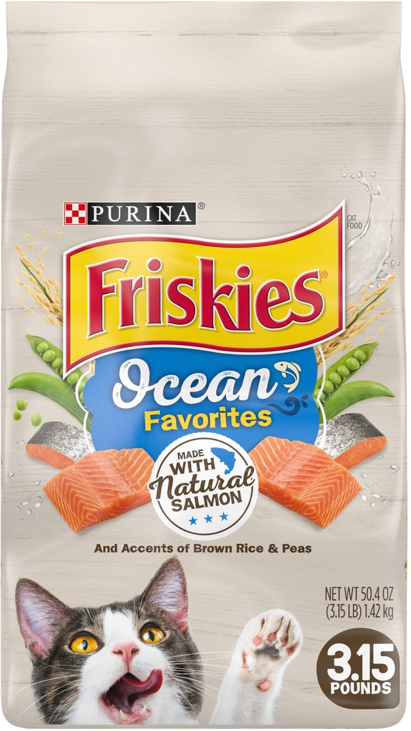 Friskies Ocean Favorites with Natural Salmon Dry Cat Food, 3.15lb bag