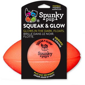 Spunky Pup Squeak & Glow Football Squeaky Dog Ball Toy