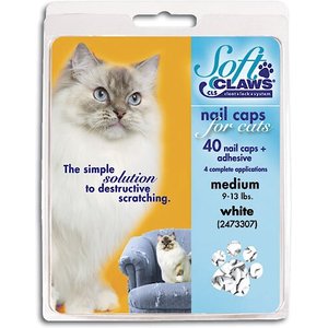 Soft Claws Cat Nail Caps, 40 count, Medium, White