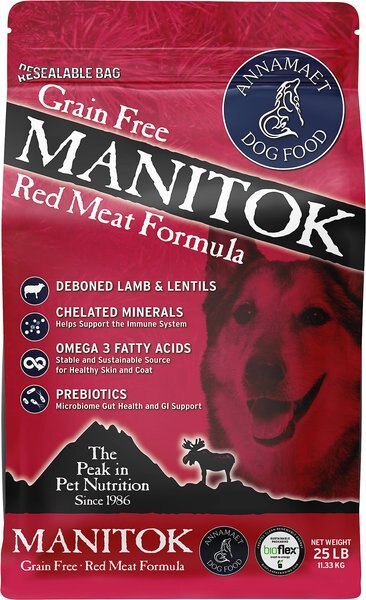 Annamaet Grain-Free Manitok Red Meat Formula Dry Dog Food, 25-lb bag slide 1 of 6