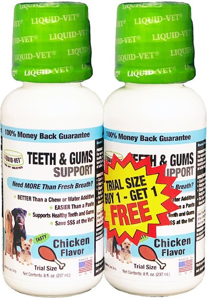 Liquid-Vet Teeth & Gums Support Chicken Flavor Dog Supplement, 8-oz bottle, 2 count slide 1 of 3