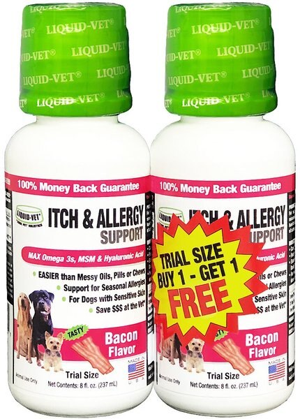 Liquid-Vet Itch & Allergy Support Bacon Flavor Dog Supplement, 8-oz bottle, 2 count slide 1 of 4