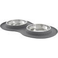 Frisco Double Stainless Steel Dog & Cat Bowl with Silicone Mat, Light Gray, 1.75 Cups