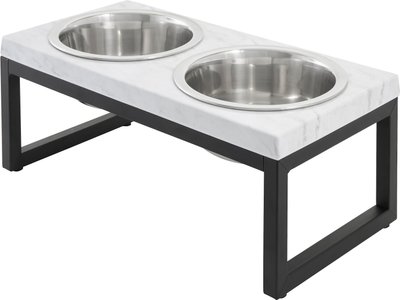 Frisco Marble Print Stainless Steel Double Elevated Dog Bowl, slide 1 of 1