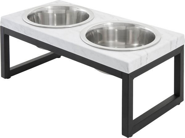 Frisco Marble Print Stainless Steel Double Elevated Dog Bowl, 3 Cups, Black Stand slide 1 of 7