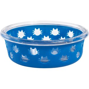 Frisco Cat Design Glass Bowl with Silicone Sleeve, 1.5 Cups