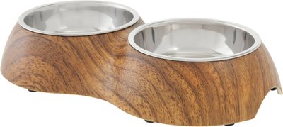 Frisco Double Stainless Steel Bowl, Wood Design, 0.75 Cup, slide 1 of 1