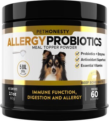 PetHonesty Allergy Probiotics Beef Bone Broth Flavored Powder Digestive Supplement for Dogs, slide 1 of 1