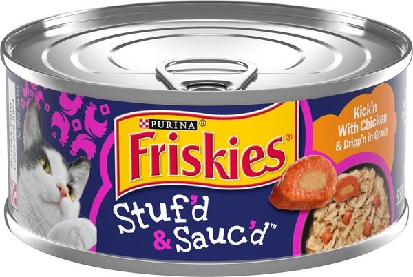 Friskies Stuf'd & Sauc'd Kick'n Chicken & Dripp'n Gravy Wet Cat Food, 5.5-oz can, case of 24 slide 1 of 10