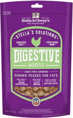 Stella & Chewy's Stella's Solutions Digestive Boost Chicken Freeze-Dried Raw Cat Food, 7.5-oz bag, slide 1 of 1
