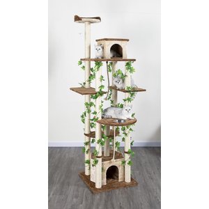 Go Pet Club 85-in Forest with Leaves Cat Tree, Beige/ Brown