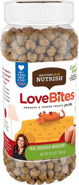Rachael Ray Nutrish LoveBites Chicken Flavor Cat Treats, 12.5-oz tub slide 1 of 7
