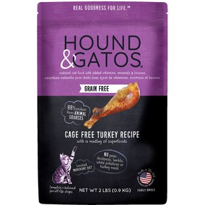 Hound & Gatos Grain-Free Cage Free Turkey Recipe Dry Cat Food, 2-lb bag