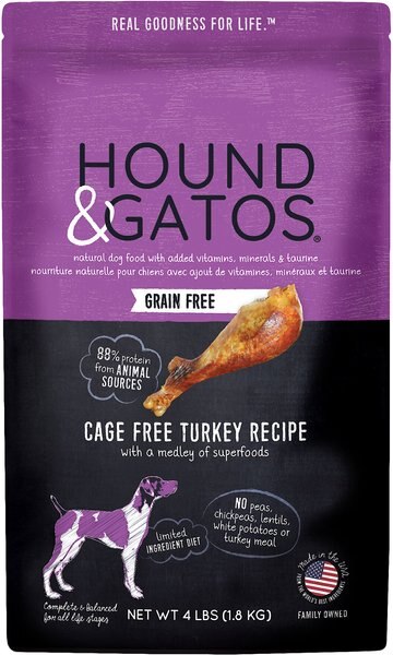 Hound & Gatos Grain-Free Cage Free Turkey Recipe Dry Dog Food, 4-lb bag slide 1 of 8