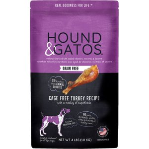 Hound & Gatos Grain-Free Cage Free Turkey Recipe Dry Dog Food, 4-lb bag