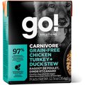Go! Solutions CARNIVORE Grain-Free Chicken, Turkey & Duck Stew Dog Food, 12.5-oz, case of 12