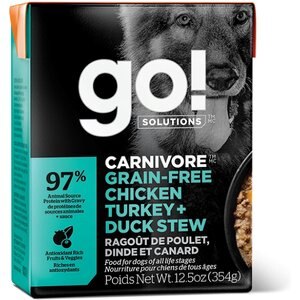 Go! Solutions CARNIVORE Grain-Free Chicken, Turkey & Duck Stew Dog Food, 12.5-oz, case of 12