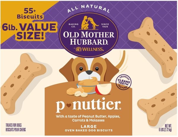 Old Mother Hubbard Classic Crunchy P-Nuttier Oven-Baked Biscuits Large Dog Treats, 6-lb box slide 1 of 8
