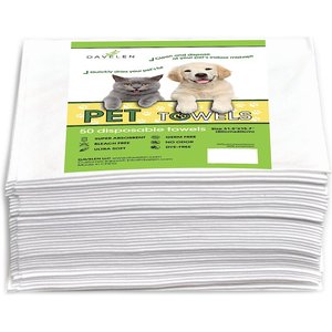 DAVELEN Disposable Dog & Cat Towels, White, 31.5 x 15.7 in, 50 count