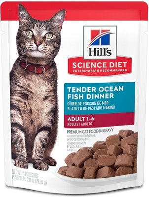 Hill's Science Diet Adult Tender Ocean Fish Recipe Cat Food, 2.8-oz pouch, case of 24, slide 1 of 1