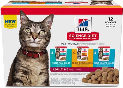 Hill's Science Diet Adult Tender Dinner Variety Pack Cat Food, 2.8-oz pouch, case of 12, slide 1 of 1