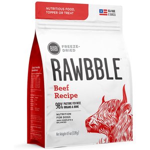 BIXBI Rawbble Beef Recipe Grain-Free Freeze-Dried Dog Food, 4.5-oz bag