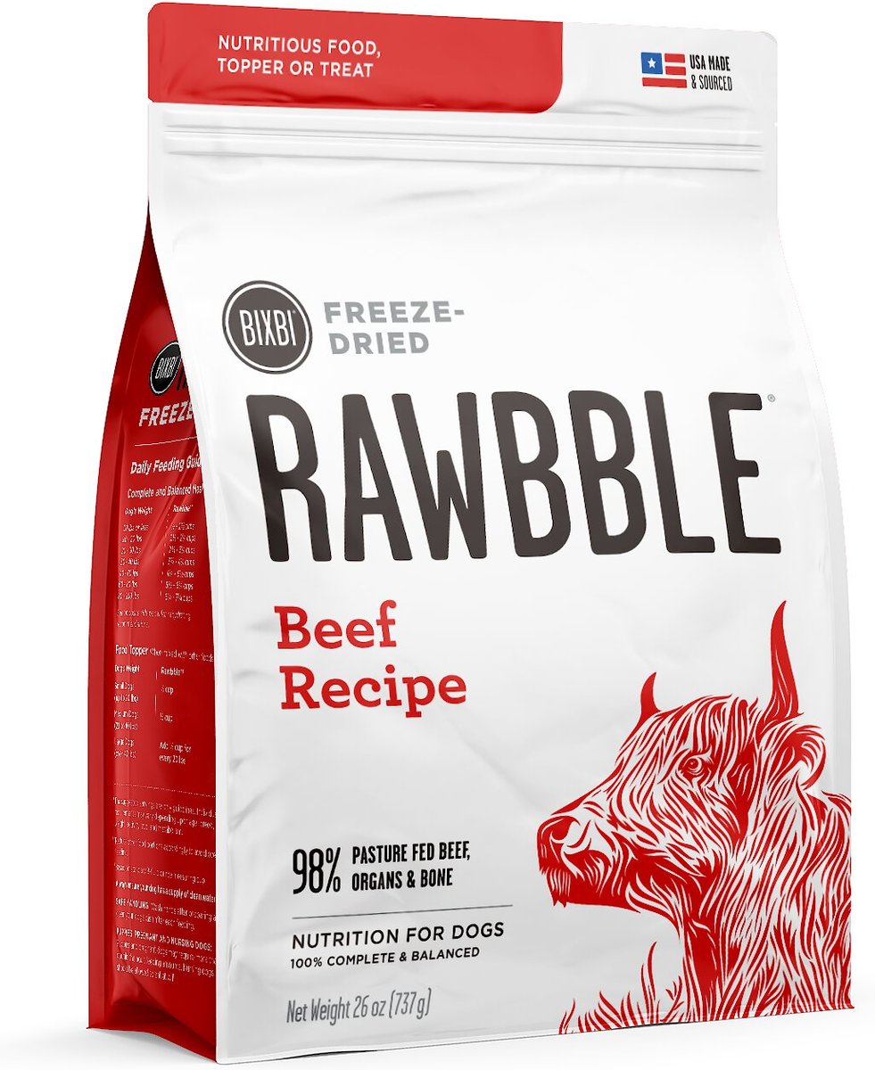 BIXBI Rawbble Freeze Dried Dog Food, Beef Recipe