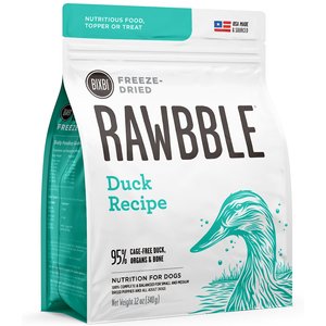 BIXBI Rawbble Duck Recipe Grain-Free Freeze-Dried Dog Food, 12-oz bag