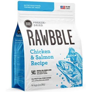 BIXBI Rawbble Chicken & Salmon Recipe Grain-Free Freeze-Dried Dog Food, 12-oz bag