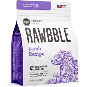 BIXBI Rawbble Lamb Recipe Grain-Free Freeze-Dried Dog Food, 12-oz bag