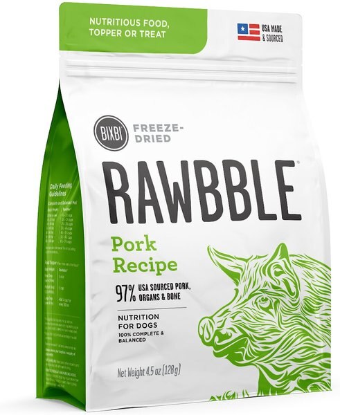BIXBI Rawbble Pork Recipe Grain-Free Freeze-Dried Dog Food, 4.5-oz bag slide 1 of 7