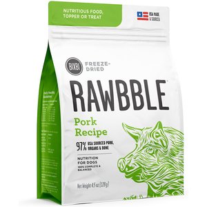 BIXBI Rawbble Pork Recipe Grain-Free Freeze-Dried Dog Food, 4.5-oz bag