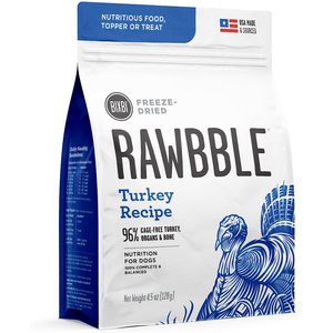 BIXBI Rawbble Turkey Recipe Grain-Free Freeze-Dried Dog Food, 4.5-oz bag