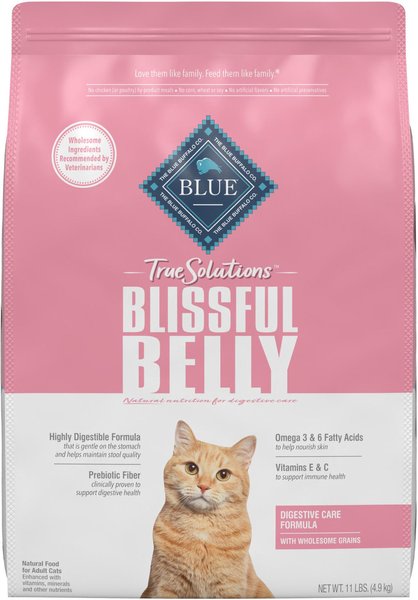 Blue Buffalo True Solutions Blissful Belly Digestive Care Formula Dry Cat Food, 11-lb bag slide 1 of 9