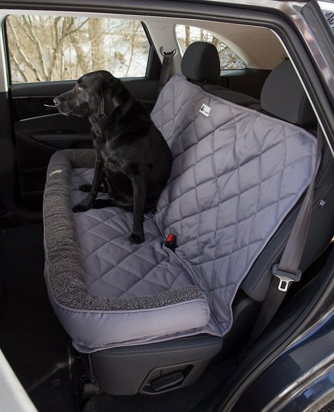 3 Dog Pet Supply Quilted Car Back Seat Protector With Bolster Grey Fleece Chewy Com - Car Seat Cover For Dogs And Baby