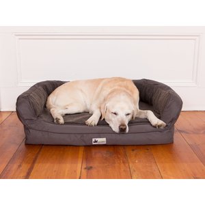 3 Dog Pet Supply EZ Wash Headrest Orthopedic Bolster Dog Bed w/Removable Cover, Slate, Medium